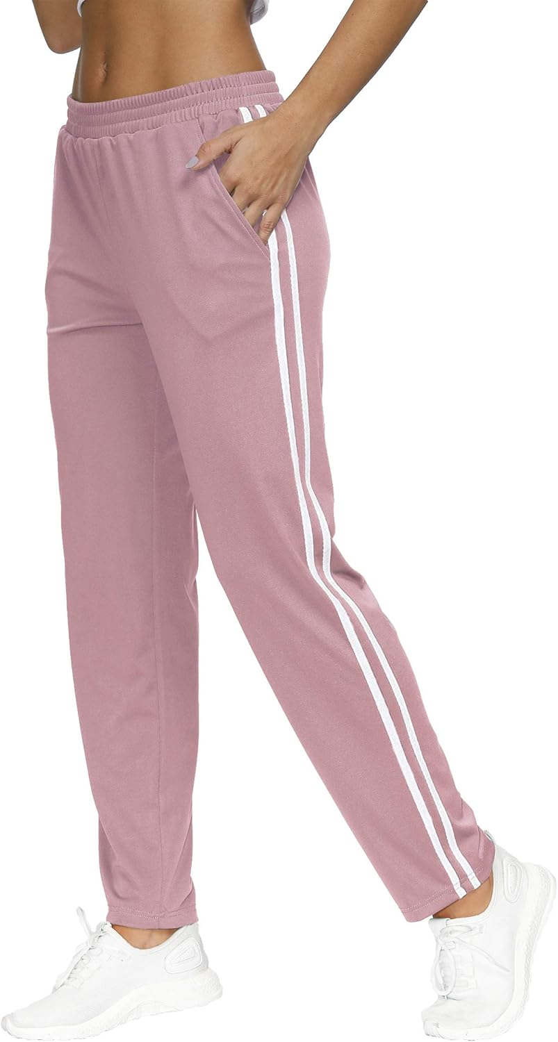 BLEVONH Womens Elastic Waistband Striped Side Work Out Sweatpants with Pockets at  Women’s Clothing store
