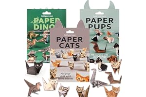 DIY Origami Paper - 150 Sheets DIY Paper Animals to Fold Cute Animal Figures, Fun Craft Activity Fold Cat/Dog/Dino Figures fo