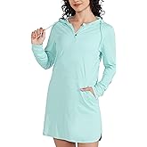 Willit Women's UPF 50+ Swim Cover-Up Dress Hooded Beach Sun Long Sleeve Swimwear Quick Dry SPF Swim Shirts