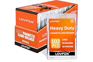 LOVFEN Magnetic Card Holder 50 Packs, 35pt Card Holder Touch for Trading Cards, U-V Protection Magnetic Card Case for Baseball Game Sports Cards, Card Protectors Hard Plastic