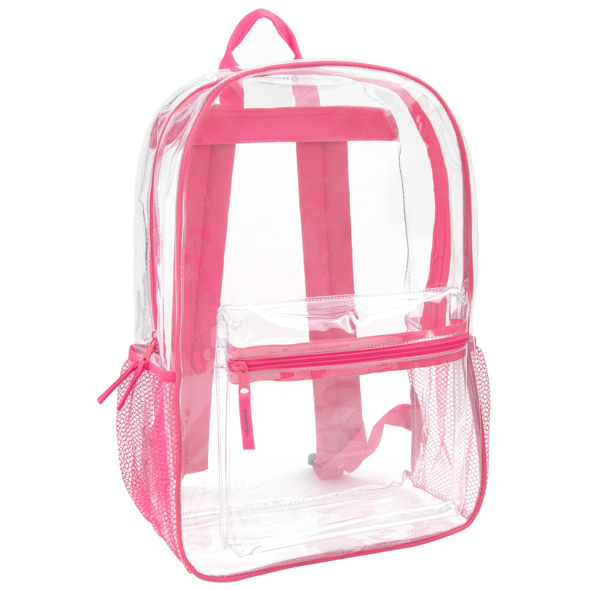 Photo 1 of Clear Backpack Heavy Duty Transparent Bookbag for Kids, Boys, Girls, School, Travel, Stadium Approved (Pink)