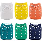 ALVABABY 6 Pack Cloth Diaper with 12 Inserts One Size Adjustable Washable Reusable Diaper Cover for Baby Girls and Boys