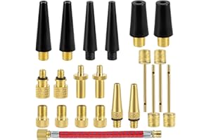 21pcs Bike Valve Adapter, Brass Bike Tire Valve Adapter Air Pump Needles Accessories Tool for Bicycle Gym Balloon Swimming Ri