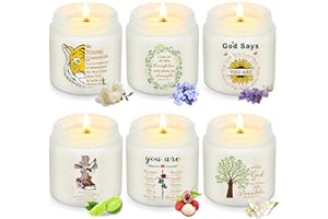 Heigble 6 Pcs Christian Religious Scented Candles 3.5oz Palm Wax Jar Jesus Candle Inspirational Bible Verse Gift for Women Prayer Christmas Catholic Spiritual Faith Gift for Church Teen Girl, 6 Scents