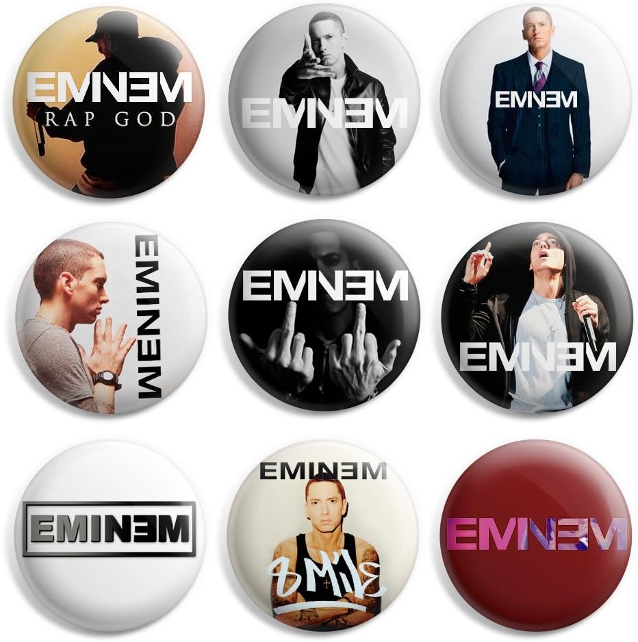 Eminem Pinback Buttons Pin Badges 1 Inch (25mm) - Pack of 9