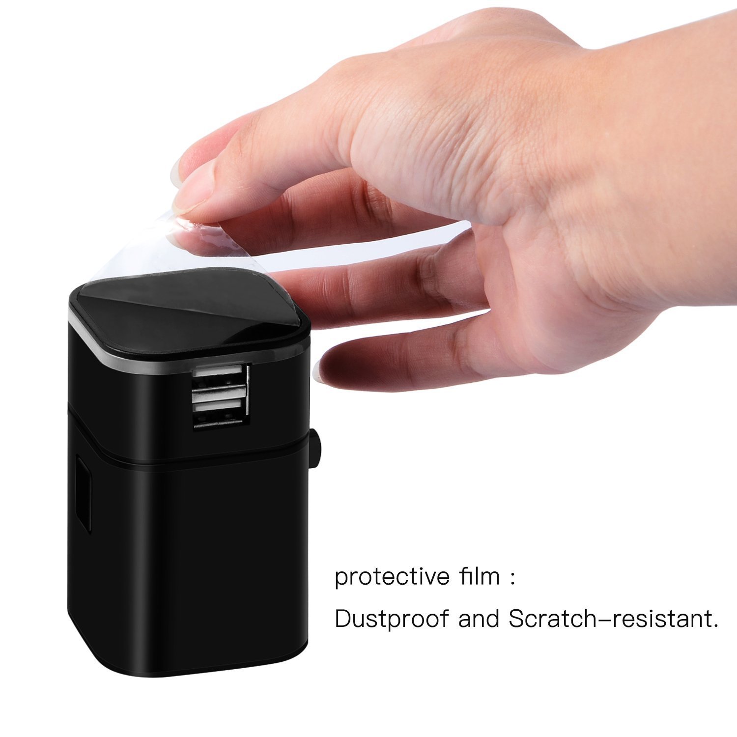 Adattatore di caricabatteria da viaggio, caricabatterie da muro internazionale Moobom worldwide universale adattatore da viaggio con due porte USB per Apple, iPod, iPad, Android, smartphone e fotocamere digitali (grado di alimentazione USB 