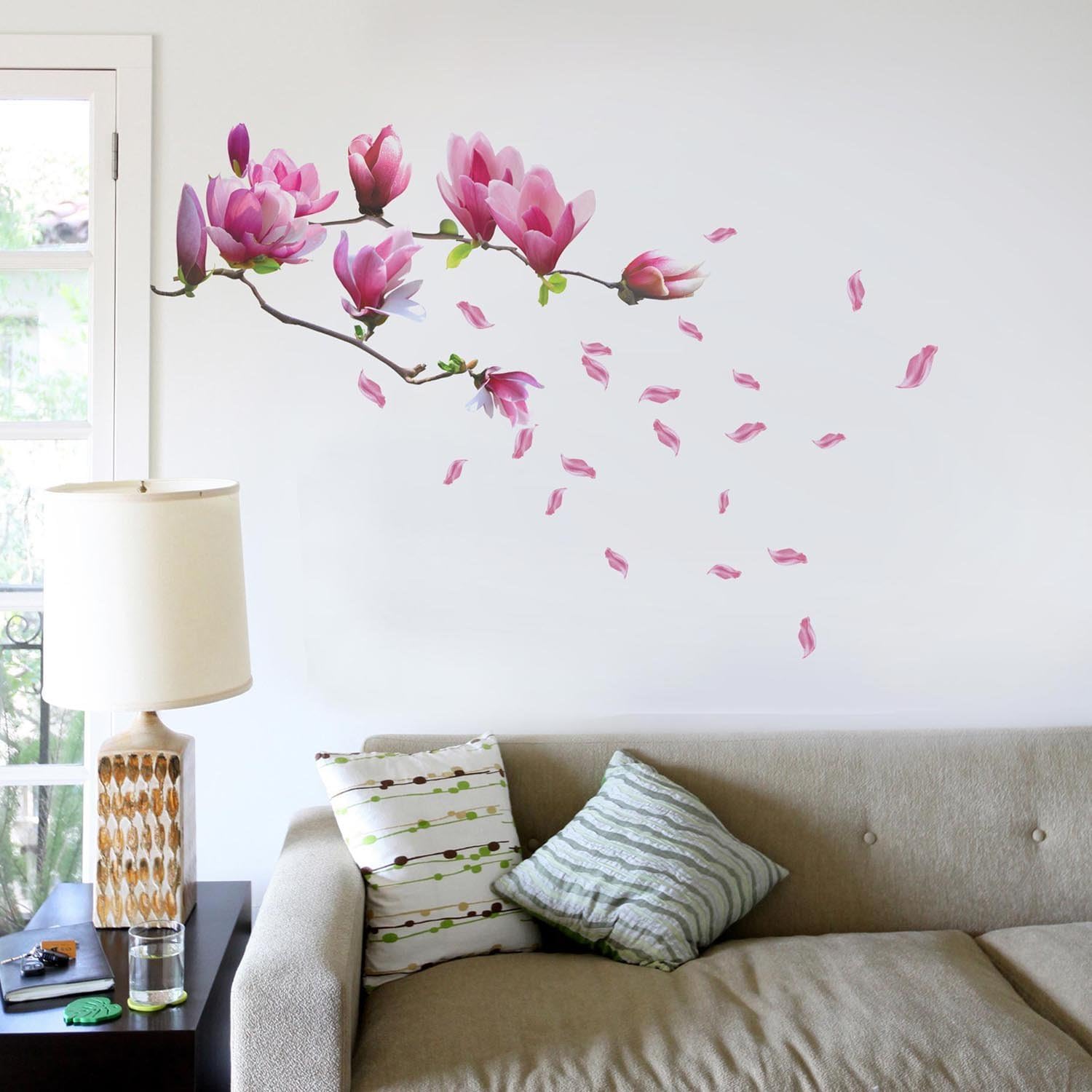 Huge Magnolia Flowers Mural Art Decal Wall Stickers- Removable and Repositionable - Living Room Deluxe Decal - Image 3