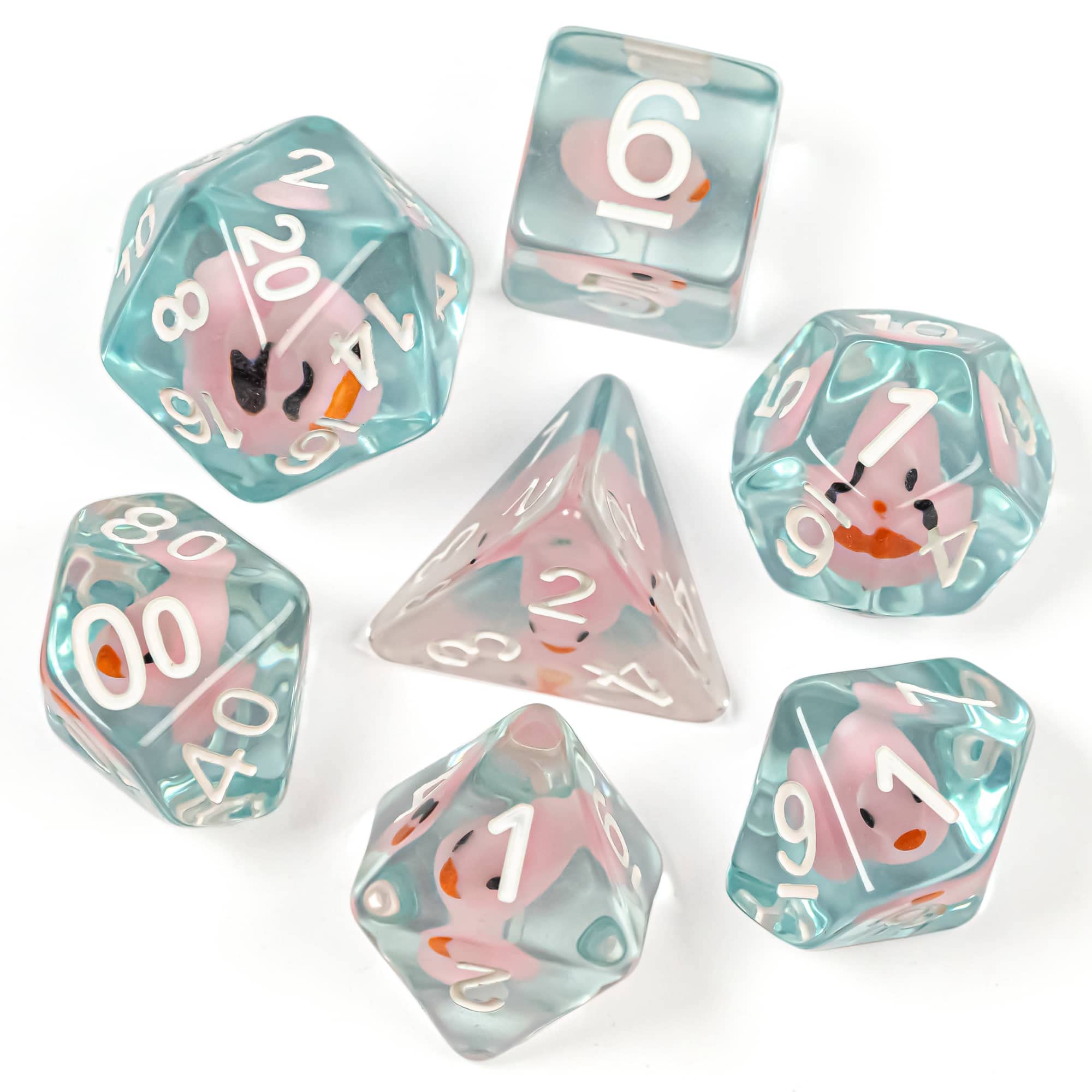 cusdie 7-Die DND Dice, Polyhedral Dice Set Filled with Animal, for Dungeons and Dragons Role Playing Game D&D Dice (Pink Duck) — image 1