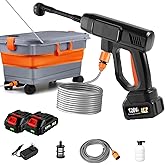 Cordless Pressure Washer with 5.5 Gal Tank, Portable Electric Powered Washer, 6-in-1 Nozzle Car Battery Powered Pressure Washer Handheld for Car/Fence/Garden/Floor/Yards Cleaning