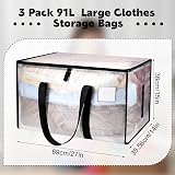 Yafe 3 Pack Large 91L Transparent Clothes Storage Boxes with Lids view 2