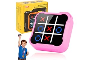 FUHIDA Tic Tac Toe Game, Gifts for Smart Kids, 4-in-1 Electronic Handheld Tic-Tac-Toe Bolt Puzzle Game with Silent Mode, Learing Toys for Travel Home School, Gift for Kids & Adults Pink