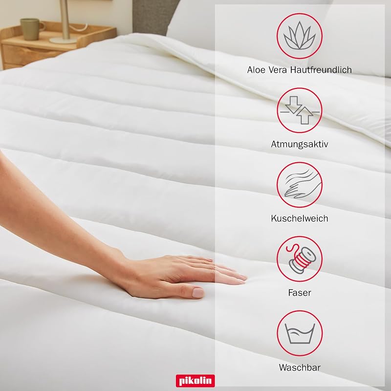 Bettdecke 240 x 220 cm. Dicke Winter-Steppdecke mit 400g Aloe Vera Faserfüllung, Hautfreundlich und Atmungsaktiv, Für Sensible Haut, Extra Warm, Hypoallergen