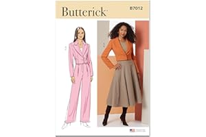 Butterick B7012K5 Misses' Semi-Fitted Lined Jacket, Unlined Flared Skirt, and Pants Sewing Pattern Packet, Design Code B7012,