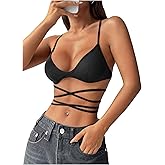 SHENHE Women's Y2K Criss Cross Backless Cami Crop Tops Spaghetti Strap Party Club Festival Outfits