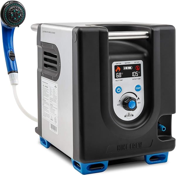 Amazon.com : Hike Crew Portable Propane Water Heater u0026 Shower Pump –  Compact Outdoor Cleaning Showering System w/LCD Auto Safety Shutoff for  Instant Hot While Camping, Hiking Carry Case Included : Sports