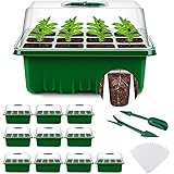 YAUNGEL Seed Starter Tray, 10 Pack 120 Cells Thicken Seed Starting Trays Kit with Humidity Dome/Clear Lids Growing Trays for 