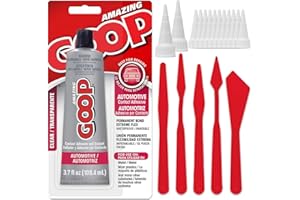 PIXISS Automotive Amazing Goop Glue 3.7 Ounce (109.4mL) Tube Industrial Strength Auto Adhesive Dries Clear, 4 Snip Tip Applicator Tips Spreader Tools Set
