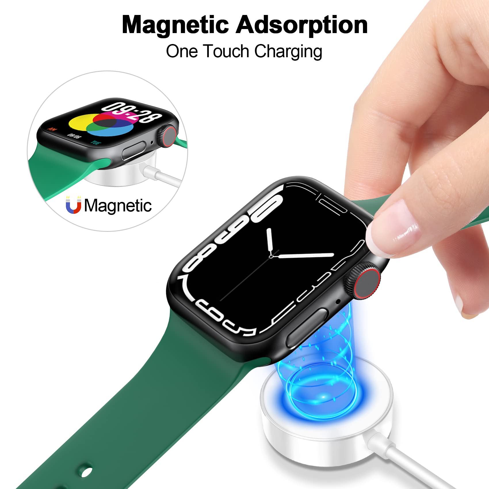 𝟐𝟎𝟐𝟓 𝐔𝐩𝐠𝐫𝐚𝐝𝐞𝐝 for Apple Watch Charger Magnetic Fast Charging Cable [Portable] Magnetic Wireless Charging Compatible with iWatch Series Ultra/9/8/7/6/SE/SE2/5/4/3/2-[1.6FT] White