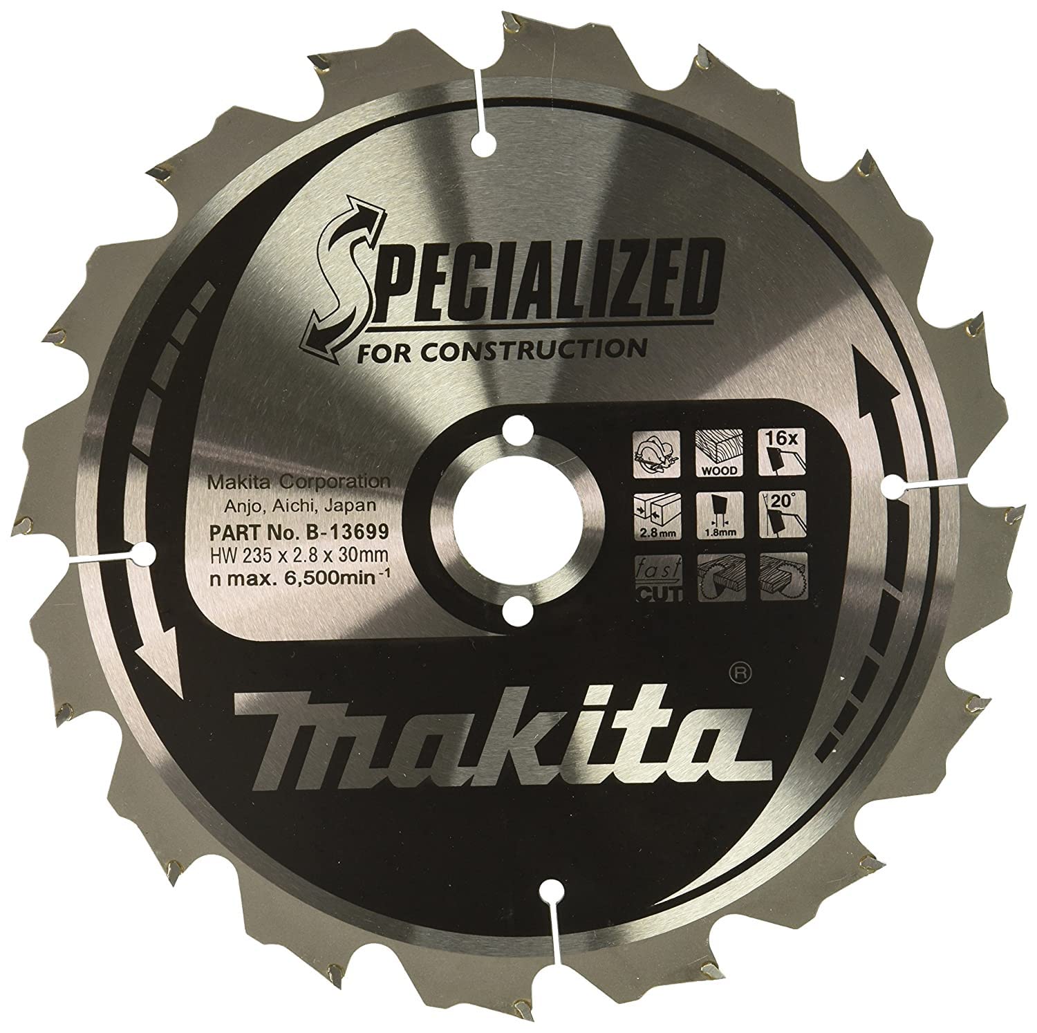 Makita B-33560 Specialized TCT Saw Blade for Construction 235x30x16T