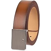 Calvin Klein Men's Modern Plaque Buckle Belt with Logo Detail for Dress Pants