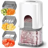 KEOUKE Multifunctional Vegetable Chopper White - 3 Interchangeable Blades Potato French Fry Cutter with Container &amp; Storage Box Food Chopper Dicer for Cucumber, Tomato, Carrot, Onion