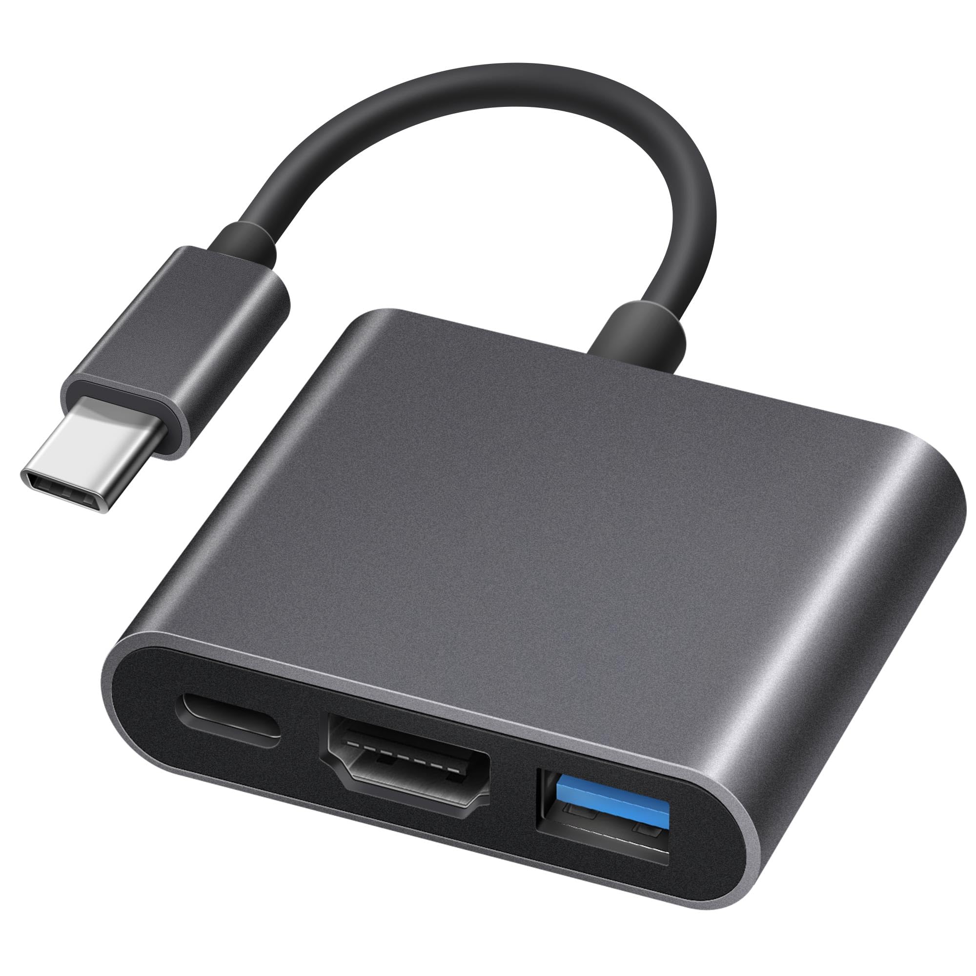 USB C to HDMI Multiport Adapter, Fubiaofei USB-C to USB3.0 Adapter with 4K HDMI, Type C 100W Fast Charging Digital AV Converter 3-in-1 Hub for iPad Pro MacBook Chromebook & More USBC Devices