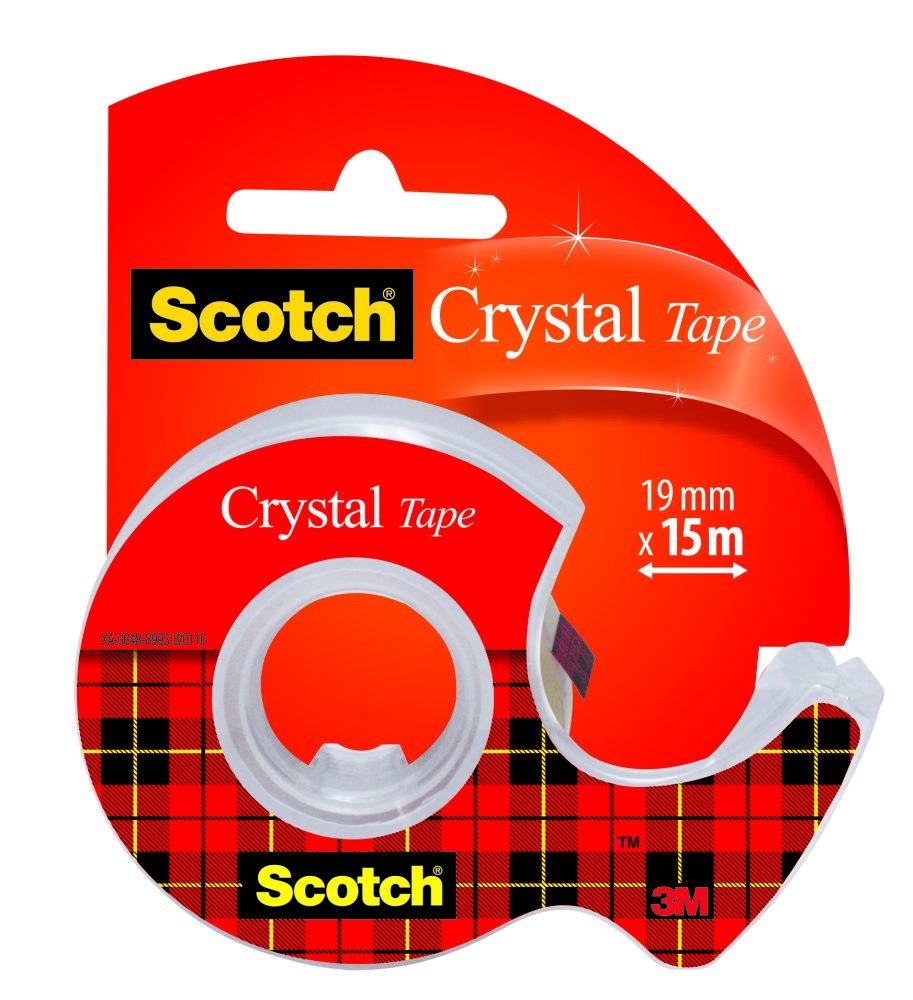 Scotch-Tape Dispenser Including 1 Roll of Crystal Tape 19 MM x 15 M, highly transparent