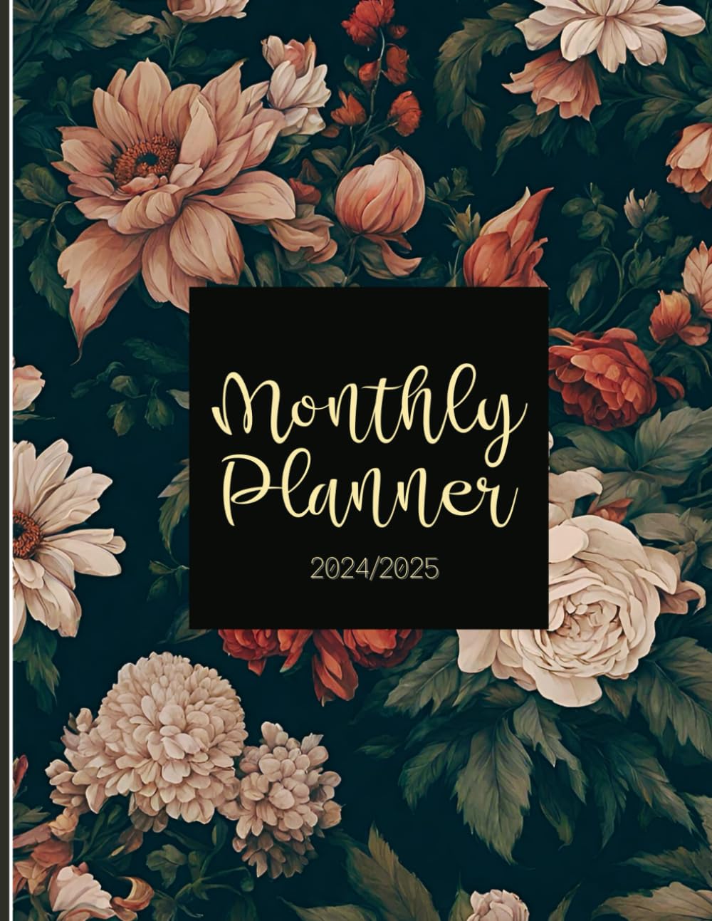 Monthly Planner 2024-2025: 2 Year Organizer With Holidays ( 8 x 11) - Elegant Roses