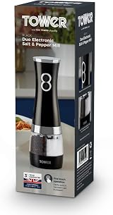 Tower T847004B Electric Salt and Pepper Mills Black Chrome Battery Operated view 8