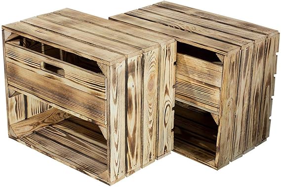 moooble - Caja de Madera flameada con cajón, 50 x 40 x 30 cm: Amazon.es: Juguetes y juegos