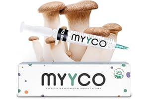MYYCO Organic King Oyster Liquid Culture - Isolated Genetics for Fast Growth & Larger Mushrooms - Faster Growing Than King Oyster Spores - USDA Certified Organic King Oyster