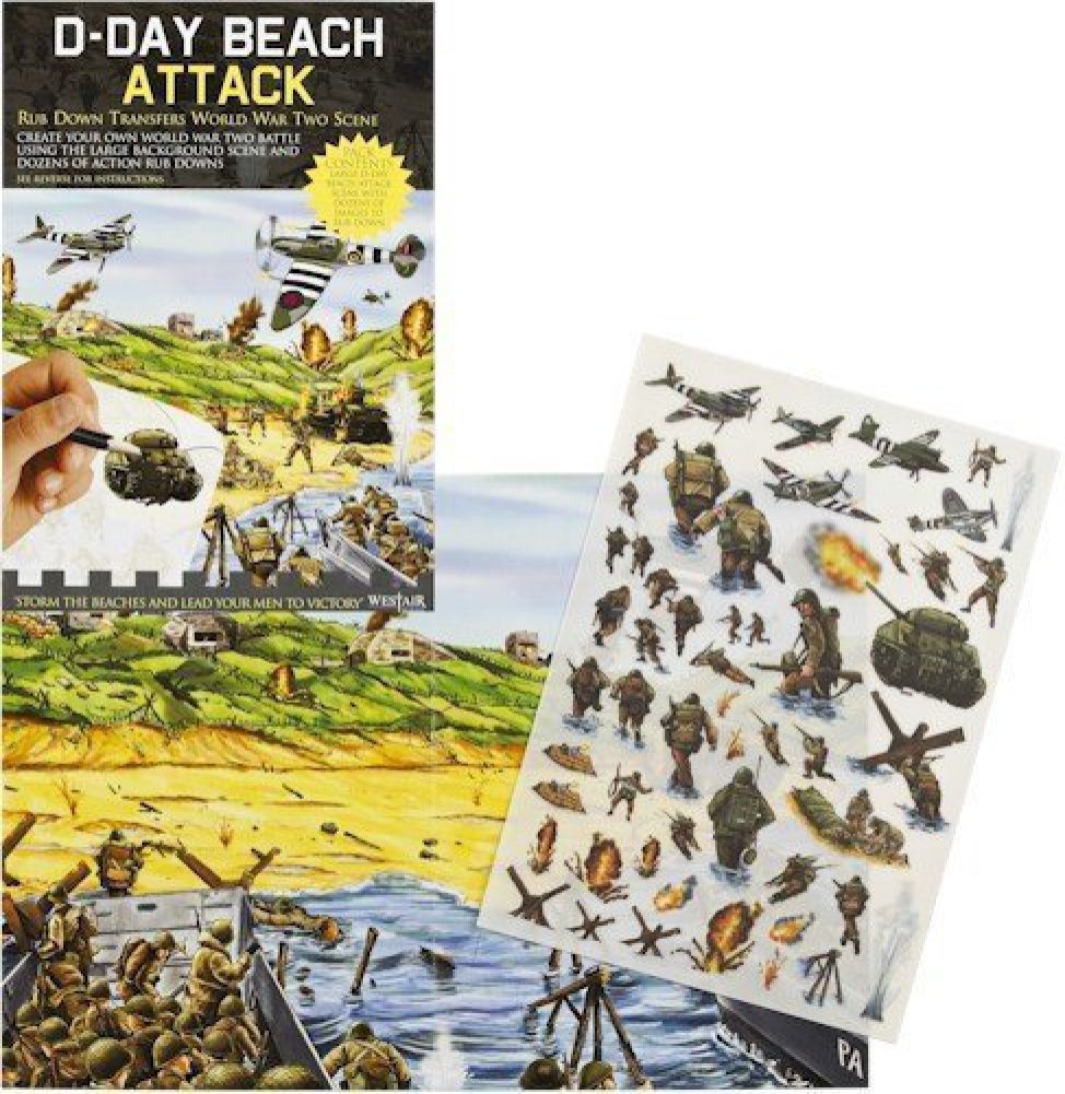 WW2 D-Day Landings Beach Attack Rub Down Transfer Pack Educational Kids School