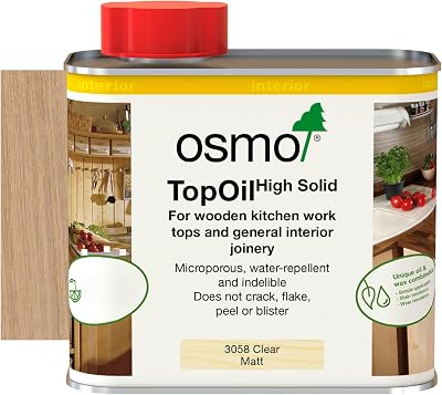 Osmo TopOil 3058 Clear Matt High Solid Oil 500ml Wood Kitchen Surface