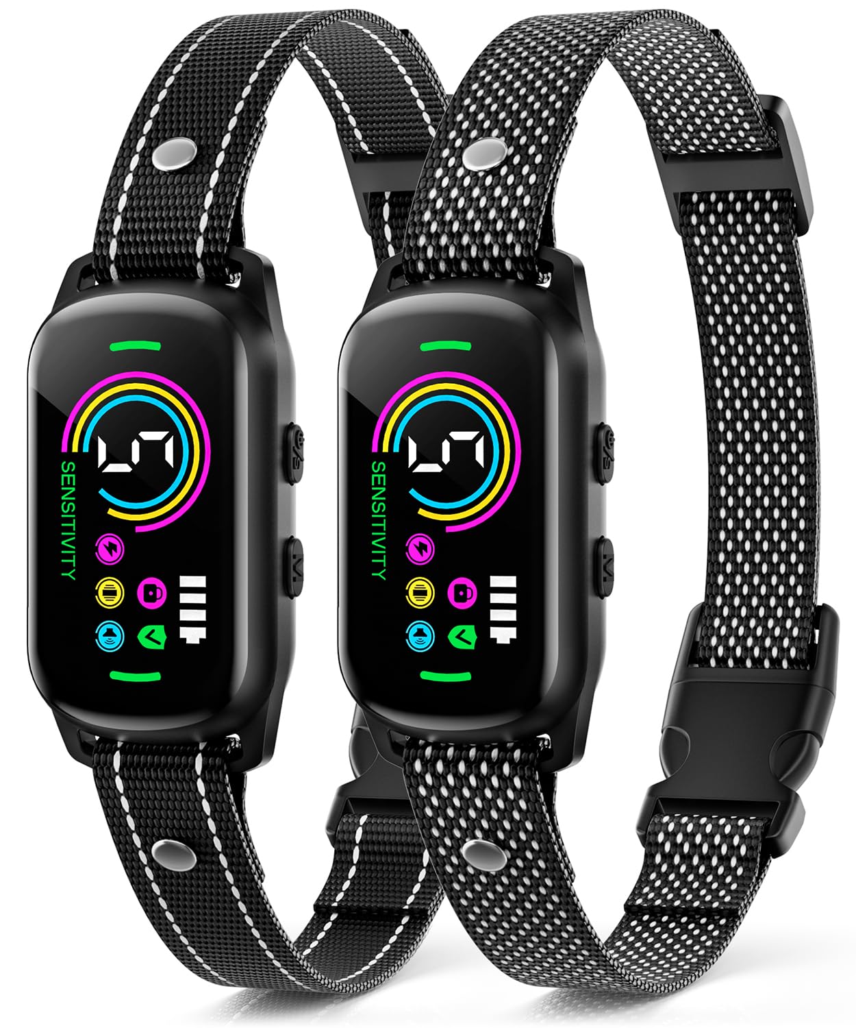 Photo 1 of Bark Collar, 2 Pack Dog Bark Collar for Large Medium Small Dogs, Rechargeable Anti Barking Device for Dogs, Smart Training Collar with Beep Vibration 5 Sensitivity, Dog Bark Deterrent Devices