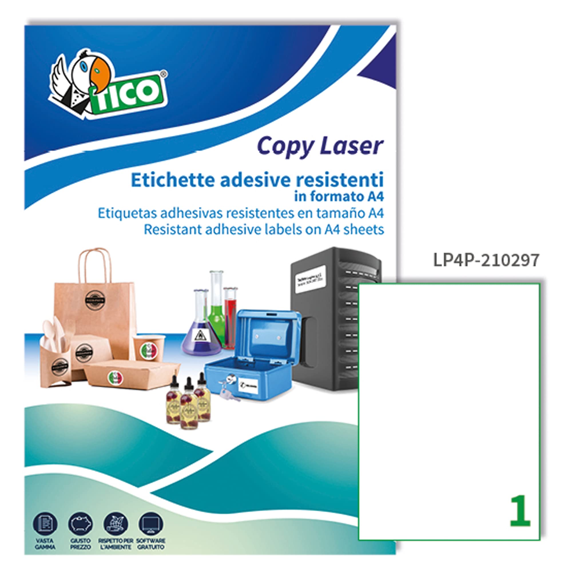 Tico LP4P 210297 Polyester Labels 210 x 297 White