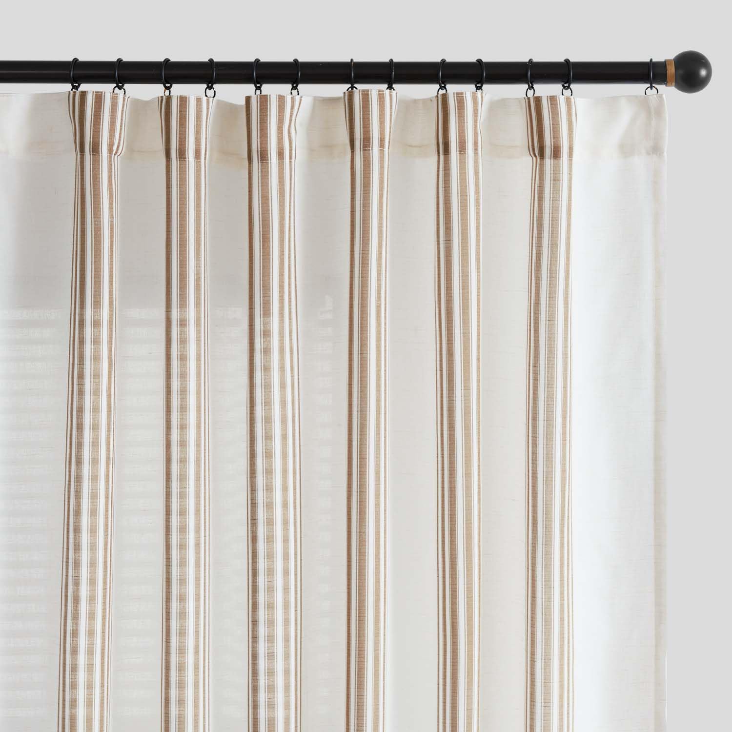 Photo 1 of jinchan Striped Linen Blend Curtains 84 Inch Long for Living Room Tan Stripe Semi Sheer Light Filtering Modern Farmhouse Drapes for Bedroom Curtain Set 2 Panels
