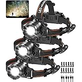 KYEKIO 3Pack Rechargeable Headlamps for Adults, Super Bright Head Lamps LED Rechargeable, 4Mode Head Lights for Forehead Hard Hat, Adjustable Focus 90°Headlight, Waterproof LED Headlamp Camping