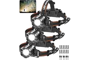 KYEKIO 3Pack Rechargeable Headlamps for Adults, Super Bright Head Lamps LED Rechargeable, 4Mode Head Lights for Forehead Hard Hat, Adjustable Focus 90°Headlight, Waterproof LED Headlamp Camping