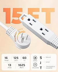 DEWENWILS 360° Rotating Flat Plug Extension