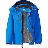 GQDSZ Boy's Waterproof Ski Jacket, Warm Fleece Lined Winter Snow Windproof Jackets, Hooded Ski Coat
