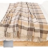 WAMSOFT Wool Throw Blanket 55x83 Inch Plaid Tartan Blankets Camping Throws Couch Throws Blankets for Travel 1.5lb