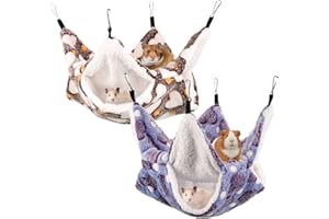 BOWINR 2 Pieces Small Pet Cage Hammock Guinea Pig Bunkbed Hanging Hammock Soft Warm Small Animals House Cage Accessories for Hamster Ferret Guinea Pig Squirrel Chinchilla Rat