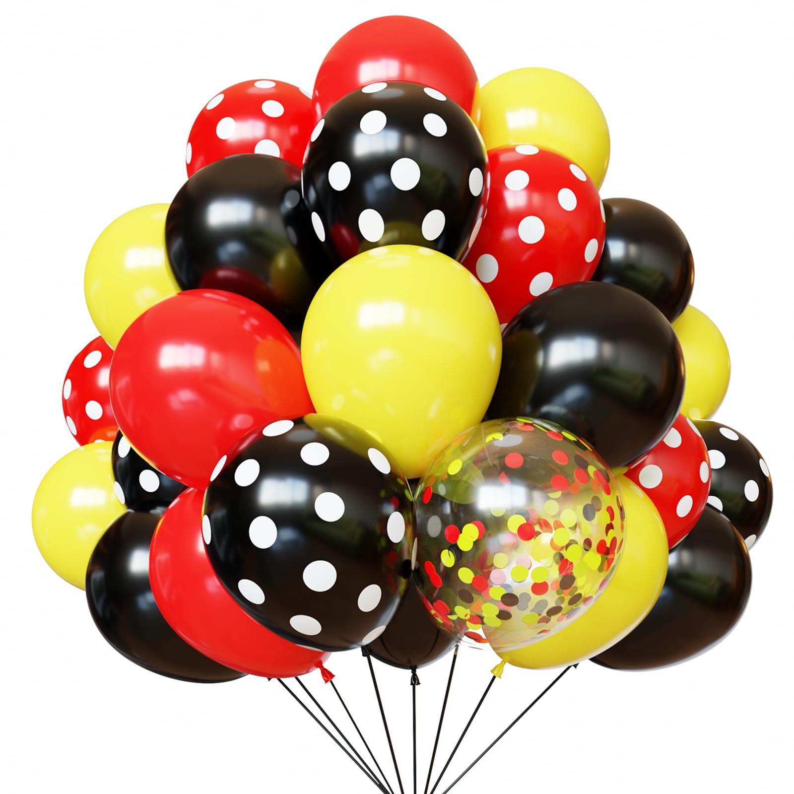 Photo 1 of Red Black and Yellow Balloons, 67pcs 12Inch Polka Dot Latex Party Balloons for Birthday Baby Shower Party Decoration