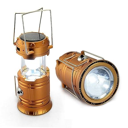 Crispy Deals Solar Emergency Light Lantern, USB Mobile Charging Point, Rechargeable Night Light Travel Camping Lantern - Colour Will Be As Per Stock