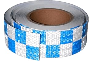 Tuyrchu Reflective Tape Blue White 2 Inch x 66 Feet, Outdoor Waterproof Warning Reflector Tape, Night Safety Stickers for Car