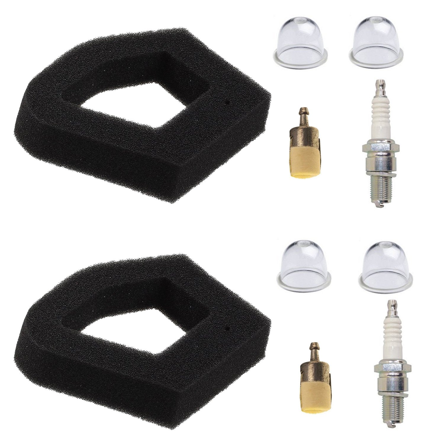 OxoxO 17211-Z0Z-000 Air Filter Fuel Filter Spark Plug Primer Bulb Compatible with Honda GX35 HHT35 HHT35S String Trimmer Brush Cutter (2 Set)