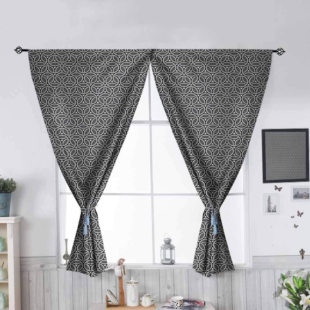 Hiiiman Rod Pocket Curtain Panel Greyscale Circular Pattern