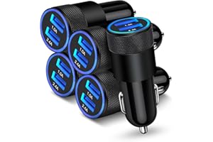 [5pcs] Car Charger Adapter, AILKIN USB Multi Port Cigarette Lighter Fast Charging Power Block Plug for iPhone 15 14 13 Pro Max, Samsung Galaxy S24 Ultra S8, LG, Moto, 3.4A Dual Cargador Carro for Car