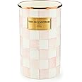 MACKENZIE-CHILDS Enamel Utensil Holder, Kitchen Utensil Holder for Countertop, Storage Caddy, Pink-and-White Rosy Check