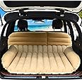 Goplus Car Bed, Air Mattress Back Seat with Pillow, Flocking Surface, Electric Air Pump, Repair Kit, Inflatable SUV Truck Bed Mattress for Traveling, Camping, Sleeping, Yellow